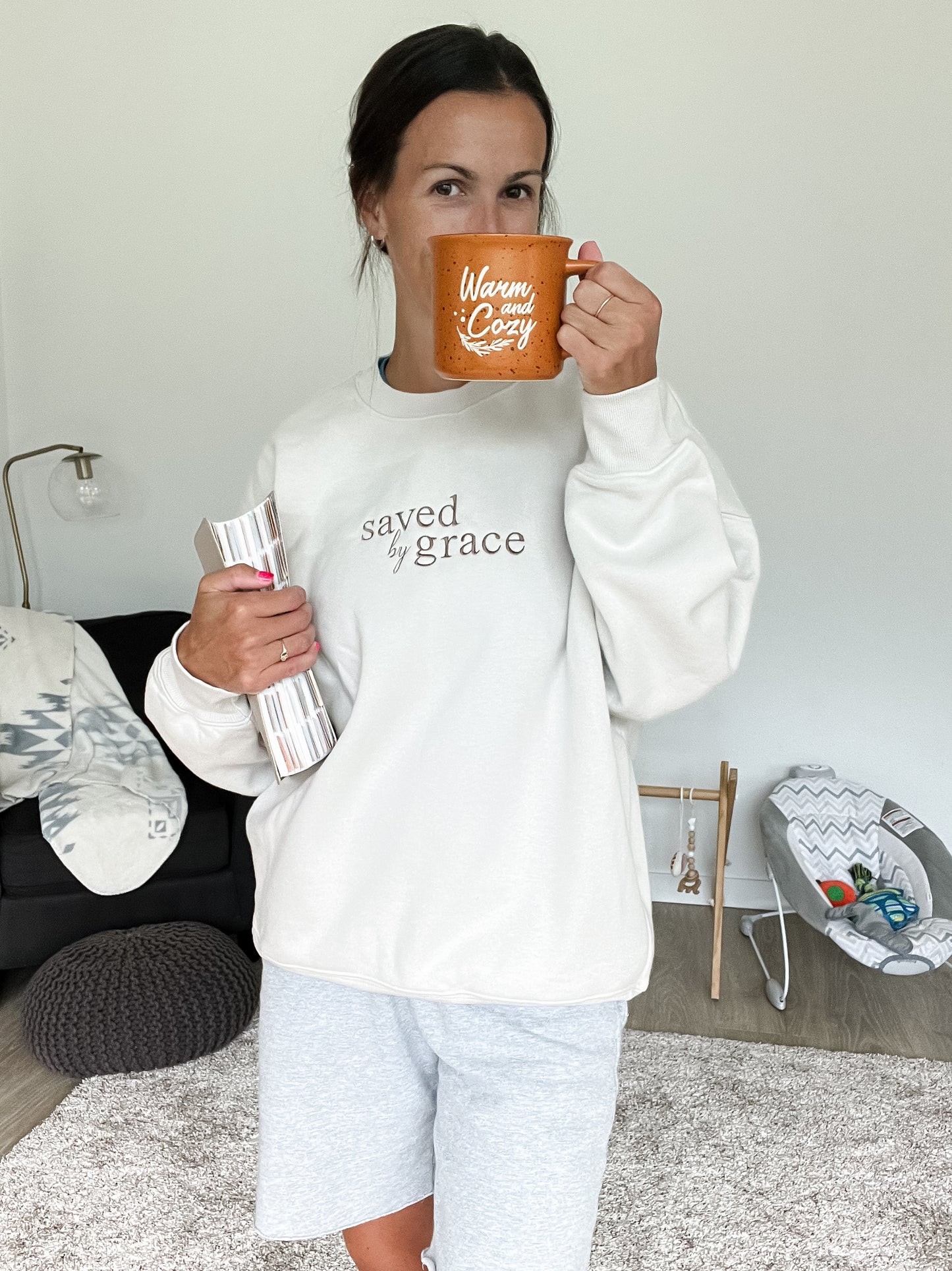 Embroidered Saved By Grace - CREWNECK