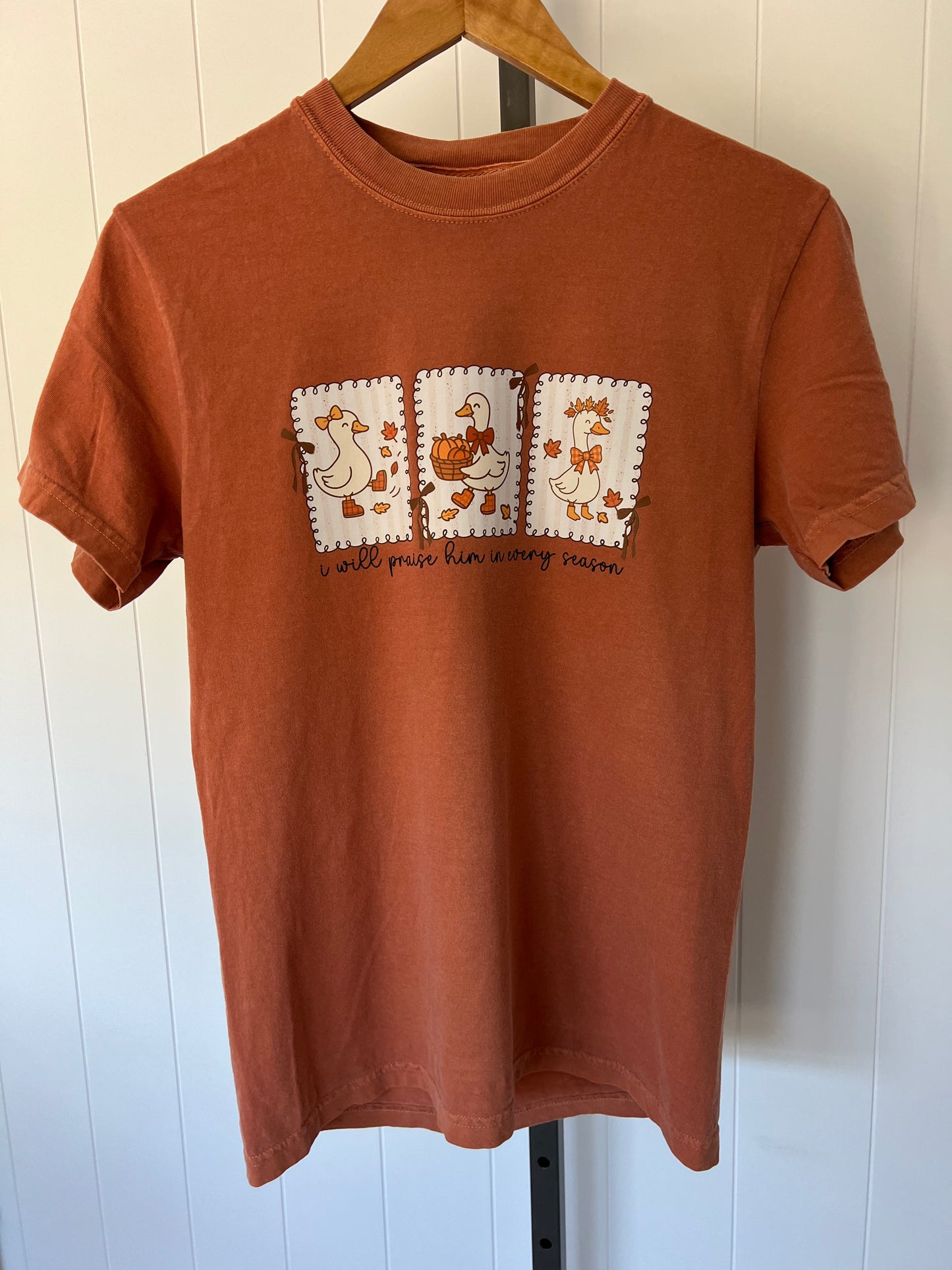 I Will Praise Him In Every Season - Goose Fall - Tee