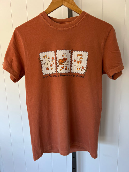 I Will Praise Him In Every Season - Goose Fall - Tee