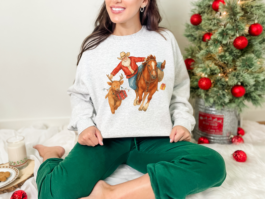 Santa Rodeo - Horse and Cow- CREWNECK