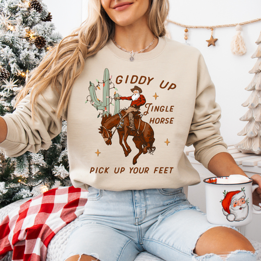 Giddy Up Jingle Horse Pick Up Your Feet - CREWNECK